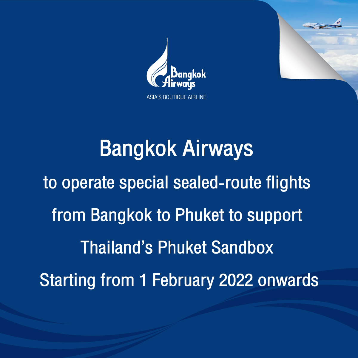 Bangkok Airways to operate special sealedroute flights from Bangkok to Phuket to support